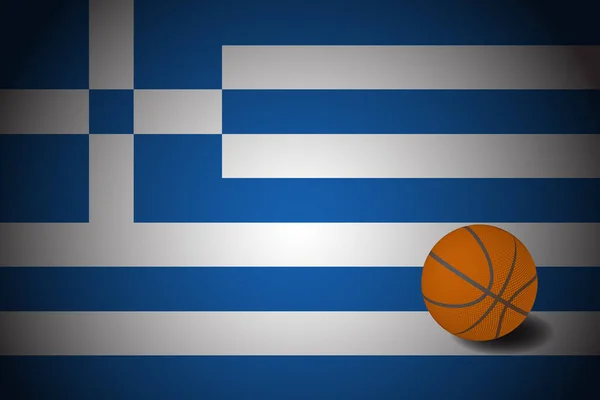 Griekse Vlag Met Realistische Basketbal Vector — Stockvector