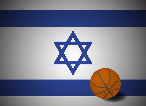 Bandera Israel Con Bola Baloncesto Realista Vector — Vector de stock