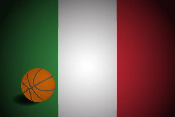 Bandeira Itália Com Bola Basquete Realista Vetor — Vetor de Stock