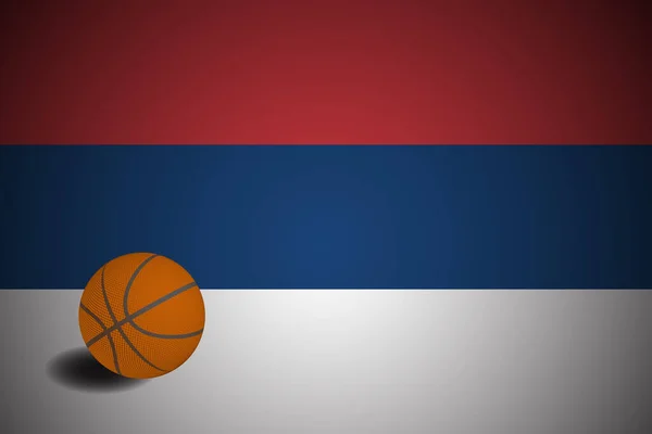 Serbien Fahne Mit Realistischem Basketballball Vektor — Stockvektor