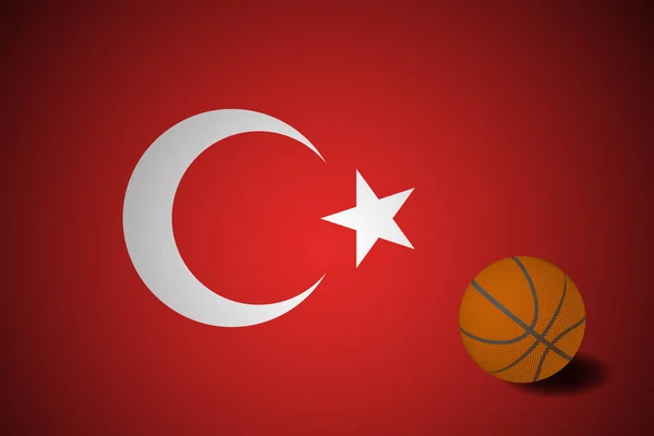 Türkei Flagge Mit Realistischem Basketballball Vektor — Stockvektor
