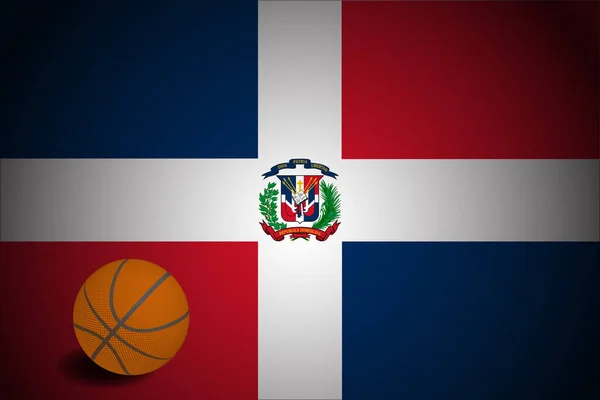 Bandera República Dominicana Con Bola Baloncesto Realista Vector — Archivo Imágenes Vectoriales