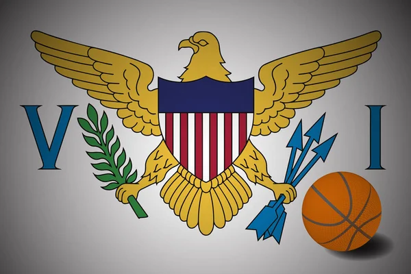 アメリカ合衆国バージン諸島フラグ現実的なバスケットボールボール ベクトル — ストックベクタ
