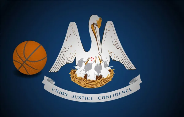 Louisianská Vlajka Realistickým Basketbalem Vektorem — Stockový vektor