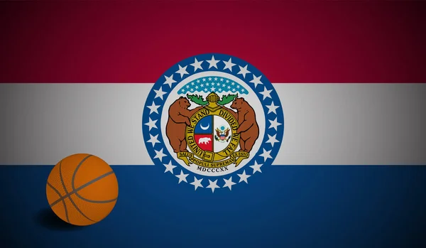 Missouri Vlajka Realistickým Basketbalem Vektor — Stockový vektor