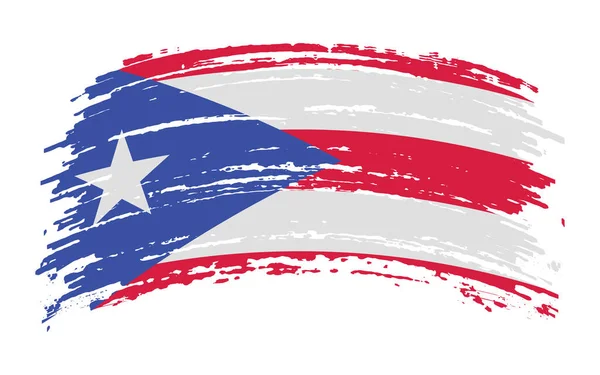 Puerto Rico Flagga Grunge Pensel Stroke Vektor Bild — Stock vektor