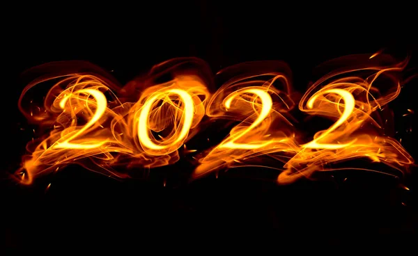 Fire Symbols 2022 Sparks Black Background — Stock Photo, Image