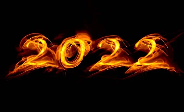 Символы Огня 2022 Искрами Черном Фоне — стоковое фото