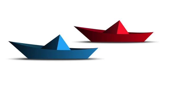 Blue Red Paper Boat White Background — Stock Photo, Image