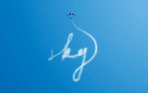 Plane Sky Word Sky Made Smoke — Stock Photo, Image