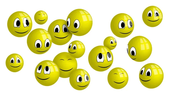 Yellow Emoji White Background Smiley Group — Fotografia de Stock