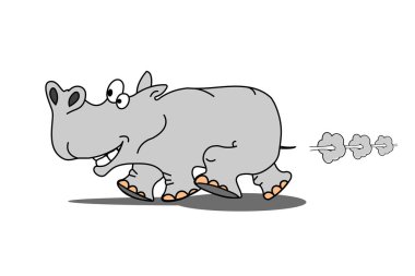 Komik su aygırı hızlı koşar. Vektör resmi.