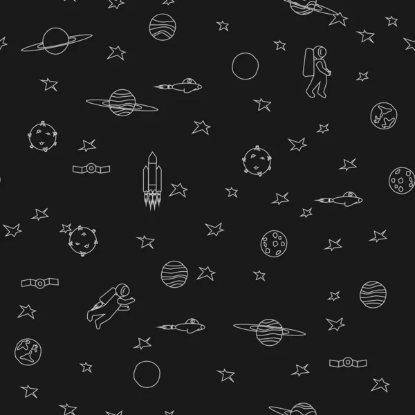 Black Space Background Seamless Pattern Vector Illustration — Stock Vector