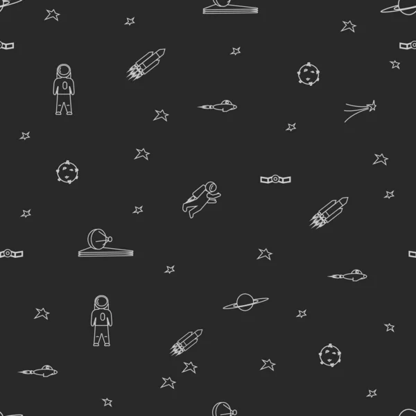 Black Seamless Pattern Theme Space Vector Illustration — Stock Vector
