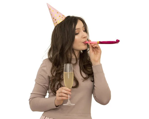 Young Woman Celebrates Holiday — Stock Photo, Image