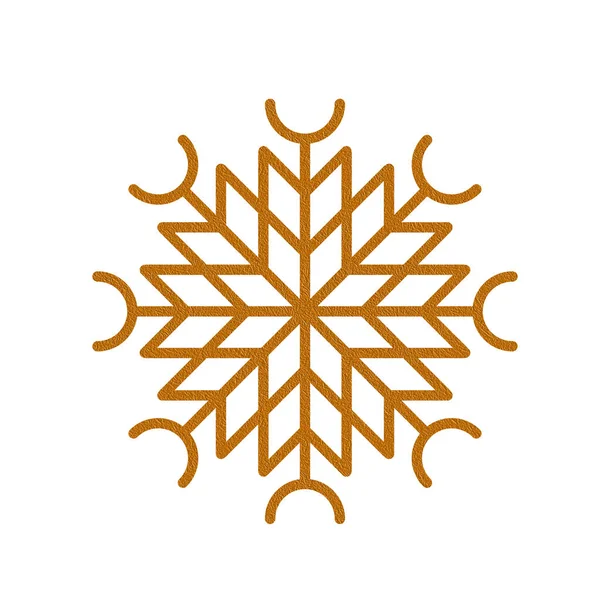 Elemento Diseño Decoración Navideña Copo Nieve Dorado Efecto Con Textura — Foto de Stock
