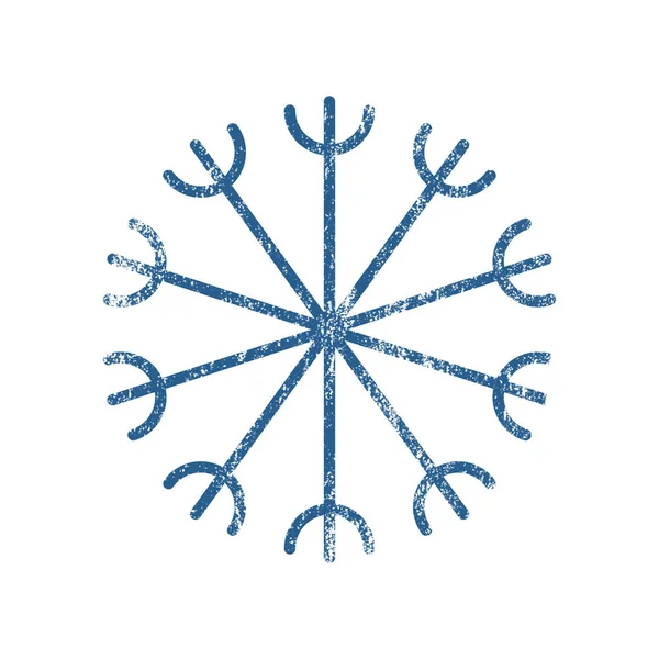Kerst Decoratie Design Element Blauwe Sneeuwvlok Met Sneeuw Textuur Effect — Stockfoto