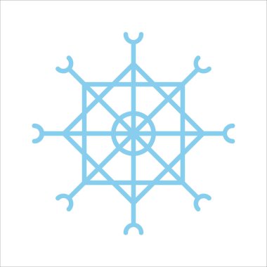 Kar Tanesi vektör çizgisi simgesi. Xmas sembolü için mavi kar tanesi işareti, yeni yıl süsü, Noel web pankartı. Doğrusal buz ya da kar amblemi. Bayramlık Kış mevsimi logosu. Asgari illüstrasyon.