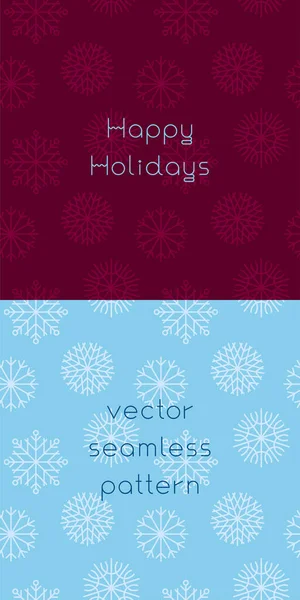 濃い青を背景に白い雪片シームレスパターンを持つクリスマスの背景 クリスマスの装飾 お祝いのバナー 休日のはがき 価格タグ パッケージデザインのための新年のミニマリストの雪の装飾 紫の雪片パターン — ストックベクタ