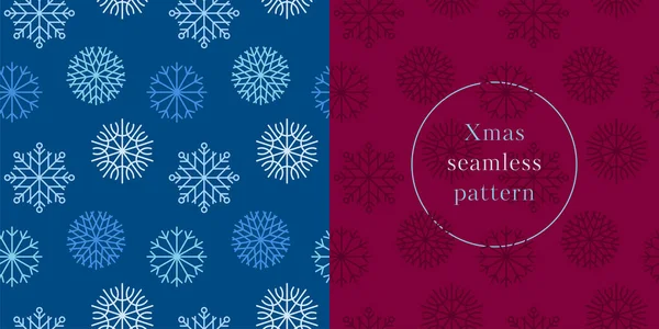 Christmas Background White Snowflakes Seamless Pattern Dark Blue Backdrop Xmas — Stock Vector