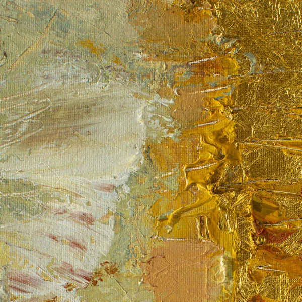 Gele Olieverf Doek Originele Abstracte Acryl Oranje Verf Gouden Dikke — Stockfoto