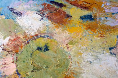 Tuval üzerinde mavi yağlı boya tablo. Orijinal soyut akrilik turuncu boya. Altın kalınlığında macun. Altın folyo dokusu. Güzel sanatlar, psikoloji konsepti ve klasik müzik teması için kapalıdır. Sanatsal renk arkaplanı.