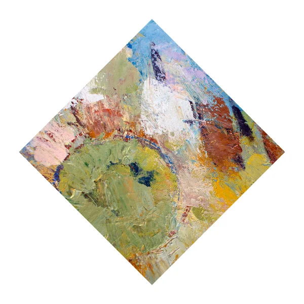 Blauwe Olieverf Doek Originele Abstracte Acryl Oranje Verf Gouden Dikke — Stockfoto