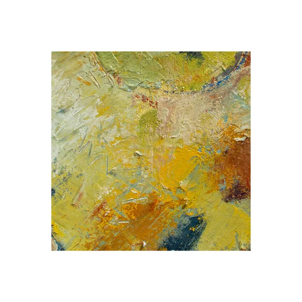 Gele Olieverf Doek Originele Abstracte Acryl Oranje Verf Gouden Dikke — Stockfoto