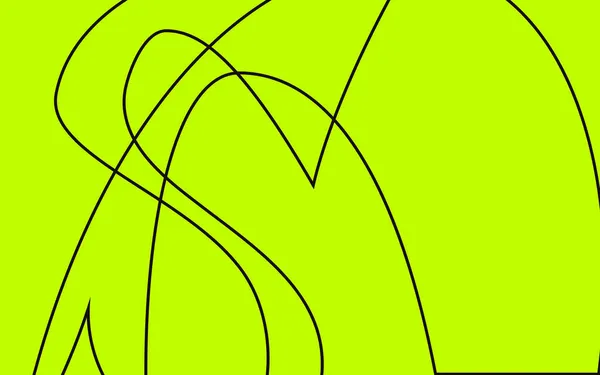 Streszczenie Ciągłej Sztuki Linii Zielonym Neonowym Tle Czarny Wzór Liniowy — Zdjęcie stockowe