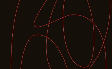 Neon kırmızı çizgisel desen. Siyah arkaplandaki soyut sürekli çizgi sanatı. Floresan kırmızı arka plan. Banner şablonu. Fütürist duvar kağıdı. Minimalist müzik poster tasarımı. Geometrik kenar çizgileri.