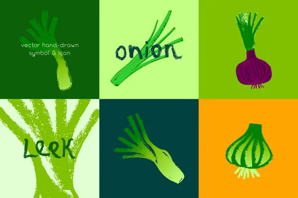 Διάνυσμα Εικονίδιο Κρεμμύδι Λαμπτήρα Χειροποίητη Υφή Μολυβιού Πράσινη Εικόνα Πράσου — Διανυσματικό Αρχείο