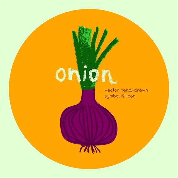 Vector Bulb Onion Icon Pencil Hand Drawn Texture Green Bulb — Stock Vector