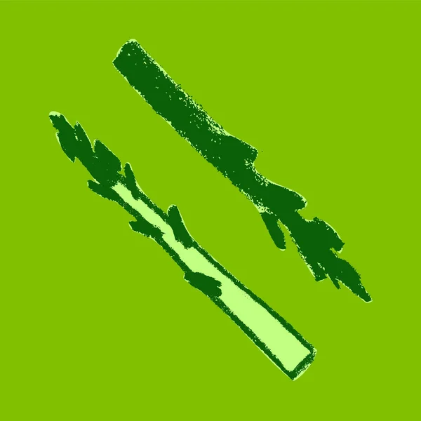 Vector Asparagus Icon Pencil Textures Green Sparrow Grass Illustration Isolated — Stock Vector