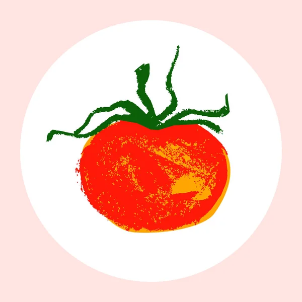 Handgezeichnete Zeichnung Reifer Tomaten Natürliche Tomaten Vektor Illustration Pastellzeichnungen Von — Stockvektor