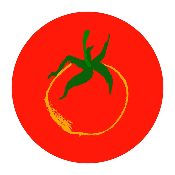 手描きの熟したトマトの絵 天然トマトベクトルイラスト 種子ラベルのための有機トマトのパステル画 包装デザインのキャッチアップ バナー有機農業 ベジタリアンフードシンボル — ストックベクタ