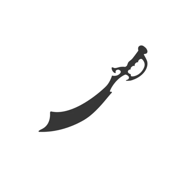 Pirate sword icon isolated on black and white background. Sabre sign. Vector — Vetor de Stock