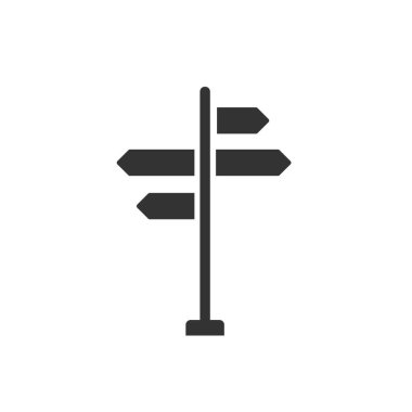 İşaret direği, işaret simgesi, yol işareti, yön kılavuzu simgesi. Stok Vektörü illüstrasyonu izole edildi