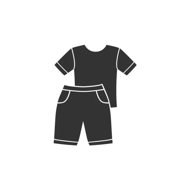 Icono de ropa. Icono superior y pantalones cortos en vector de estilo plano — Vector de stock