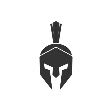 Spartalı miğfer silueti. Kask simgesi. Siyah kask. Miğfer vektör logosu