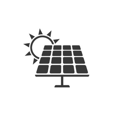 Güneş pili logosu ve simgesi. Güç ve Enerji tasarrufu kavramı. Vektör toplama seti. İmzala ve Sembol teması