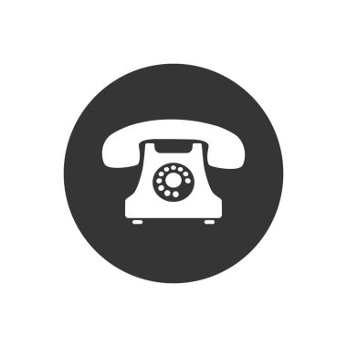 Bir karikatür tarzı düz Vintage retro telefon. Simge. Vektör