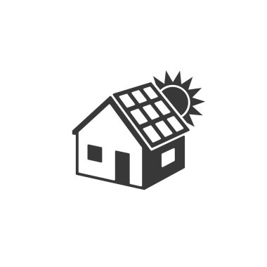 Güneş enerjisi, elektrik hizmetleri, güneş enerjisi, vektör düz simge