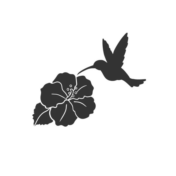 Kolibri-Schmetterlinge mit Hibiskus-Ikone. Vektorillustration — Stockvektor