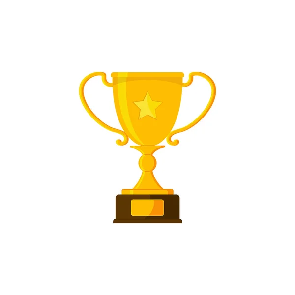 Best simple championship or competition trophy isolated white background. Gold cup trophy icon symbol in flat style. Vector illustration — Stock Vector