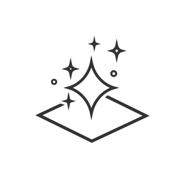 Temiz yüzey simgesi, kolay temizlik, beyaz arkaplanda ince çizgi sembolü, vektör düzlüğü