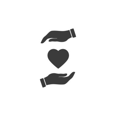 Donate icon, hands support heart, line symbol on white background - editable stroke vector illustration