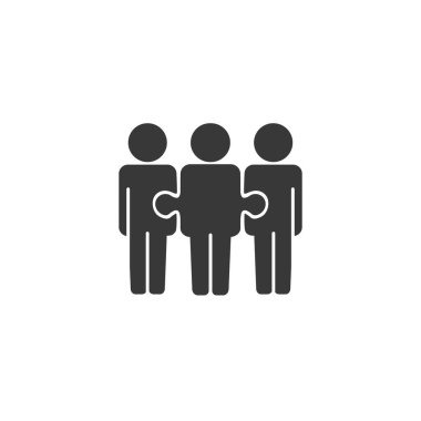 Business collaboration icon, teamwork puzzle, people team for work in office, concept partnership, editable stroke vector illustration