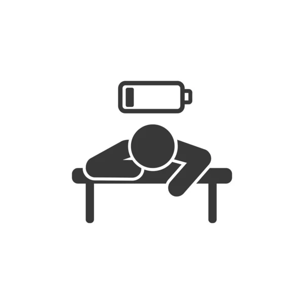 Tired Person Workplace Tiredness Burnout Icon Low Level Energy Work — Stock vektor
