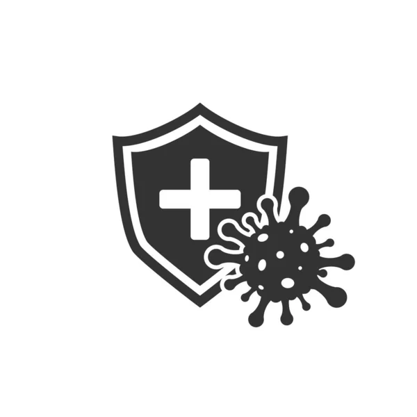 Imune Dari Ikon Kuman Flu Perlindungan Virus Perisai Kebersihan Simbol - Stok Vektor