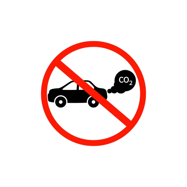 Exhaust Gases Car Forbidden Road Sign Vector Illustration Icon — ストックベクタ